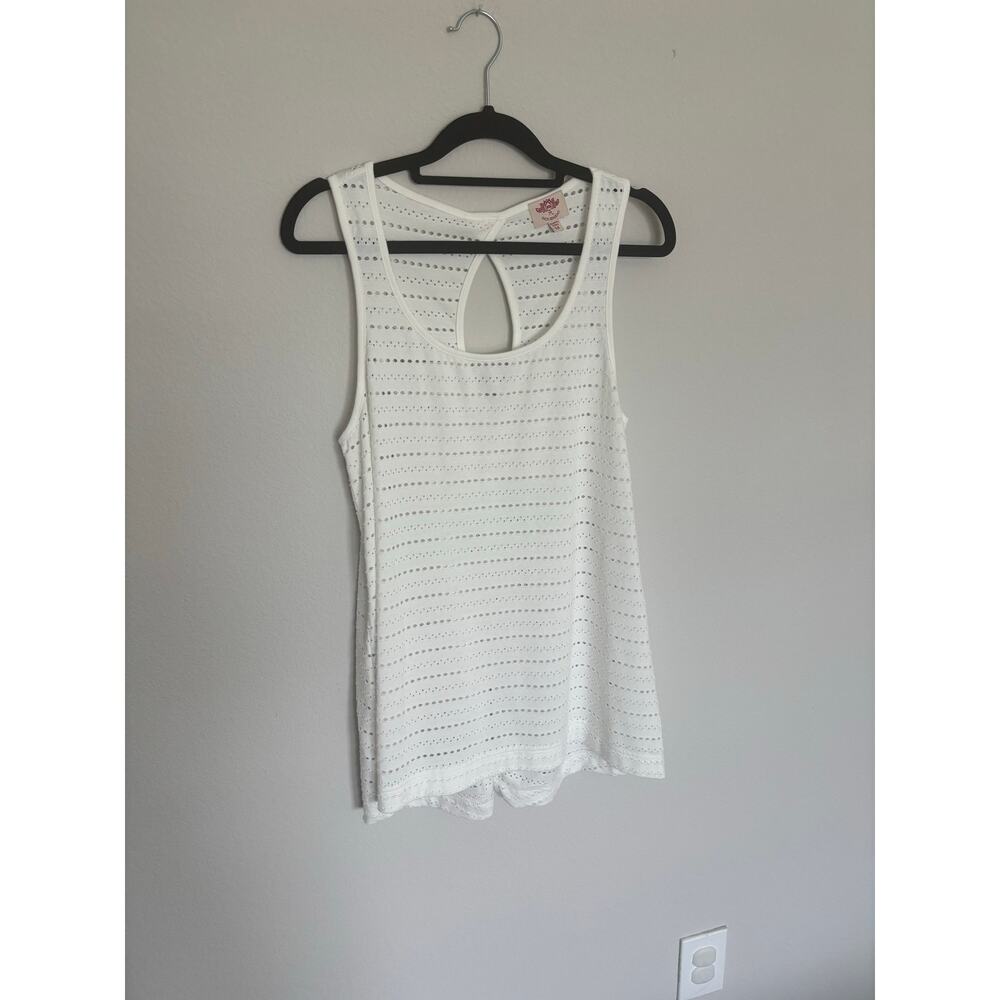 PL Movement White Eyelet Tank Top Keyhole Back Athletic Yoga Medium